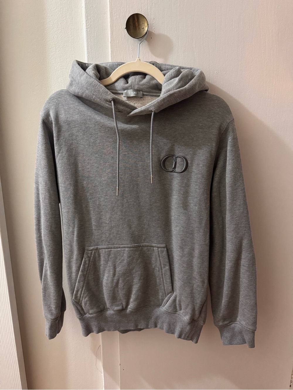Dior Grey Hooded Pullover with Embroidered CD Logo